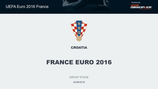 UEFA Euro 2016 France
Powered By
CROATIA
FRANCE EURO 2016
GROUP STAGE
22/06/2016
 