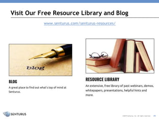 www.senturus.com/senturus-resources/
Visit Our Free Resource Library and Blog
©2019 Senturus, Inc. All rights reserved. 45
 