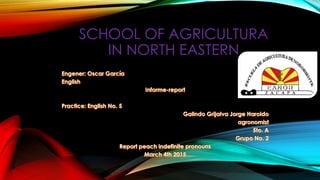 SCHOOL OF AGRICULTURA
IN NORTH EASTERN
 