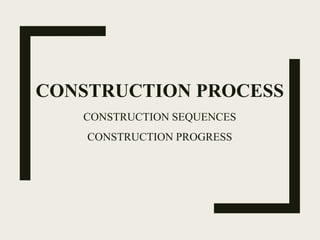 CONSTRUCTION PROCESS
CONSTRUCTION SEQUENCES
CONSTRUCTION PROGRESS
 