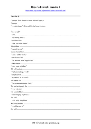 reported speech exercises pdf agendaweb