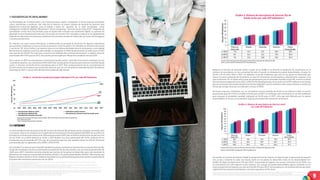 9
1.1 ESTADÍSTICAS TIC EN EL MUNDO
Las Tecnologías de la Información y las Comunicaciones siguen cambiando la forma como las sociedades
viven, interactúan y producen. Así, cada día se observa un mayor número de usuarios de Internet, más
dispositivos y servicios digitales para el trabajo y todos los aspectos de la vida; tecnologías como
Inteligencia Artificial, BigData Blockchain, Cloud Computing, Internet de las Cosas (IoT) , máquinas de
aprendizaje , entre otras, han llevado a que el mundo esté viviendo una revolución digital. Lo anterior ha
generado nuevas dinámicas de mercado e inversión en el sector TIC, asociados a mejoras en la calidad de las
redes de los diferentes servicios para satisfacer los crecientes niveles de utilización por parte de los hogares
y sectores productivos.
En relación con estas nuevas dinámicas, a continuación se presenta la evolución de algunos indicadores
que permiten evidenciar el avance de las economías a nivel mundial y de Colombia en términos del acceso
y uso de las TIC. En la Gráfica 1 se muestra cómo en los últimos diecisiete años el crecimiento a nivel global
del servicio de telefonía móvil ha sido notable, al sobrepasar el 100% de penetración en 2016; para el 2017
esta tasa fue de 103,5%. En contraste, el servicio de telefonía fija continúa decreciendo, y registró cifras de
penetración del 13,0% para el 2017; seis puntos porcentuales por debajo de la medición del año 2016.
Por su parte, en 2017 las suscripciones a Internet de banda ancha, tanto fija como móvil, continúan con un
crecimiento positivo, con variaciones (2014-2017) por encima de los 19 puntos para Internet móvil de banda
ancha, y alcanzar así 56,4% de los suscriptores para el 2017. Este comportamiento de las suscripciones ha
ido de la mano con el número de usuarios de Internet, que con un crecimiento sostenido durante los últimos
años llegó en 2017 a casi un 50% del total de la población del mundo.
1.1.1 INTERNET
A nivel mundial la tasa de penetración del servicio de Internet fijo de banda ancha continúa creciendo, pero
a un menor ritmo si se compara con el registrado en los primeros años de la década del 2000. De acuerdo con
los datos de la Unión Internacional de Telecomunicaciones (UIT), para el 2015 la penetración de este servicio
fue de 11,5%, en el 2016 alcanzó un 12,4% y 2017 finalizó con una penetración del 13,1%, producto de un
incremento anual promedio de 9,1%; tasa de crecimiento que fue, por ejemplo, menor en más de 10 puntos
porcentuales que la registrada entre 2008 y 2010 (19,5%).
En la Gráfica 2 se observa que Colombia también ha estado creciendo en términos de accesos de Internet fijo,
arrojando resultados cercarnos al promedio mundial (13,1%). En este sentido, con una tasa de penetración de
12,8% para 2017, Colombia continúa estando por encima de los países en desarrollo, pero aún mantiene la
diferencia con respecto al promedio de América (19,6%) y los países desarrollados (31,0%). Cabe resaltar que
Bogotá continúa siendo la única ciudad en Colombia con un promedio de penetración similar al promedio de
los países del continente americano con un 22,6%.
Respecto al servicio de Internet móvil, a partir de la Gráfica 3 se observa la tendencia de crecimiento en el
número de suscriptores en las economías de todo el mundo, se destacan los países desarrollados, al pasar de
94,4% a 97,1% entre 2016 y 2017; no obstante, se puede evidenciar que, aún en los países en desarrollo que
tienen el mayor potencial de incremento, la tasa de crecimiento anual empieza a desacelerarse respecto a los
años anteriores. En el último año la tasa de penetración para el promedio mundial creció 8%, es decir la mitad
del crecimiento registrado entre 2015 y 2016 (15,9%). Resultados que, de acuerdo con la UIT, ratifican la necesidad
que las economías del mundo aborden las brechas digitales, como la existente entre zonas urbanas y rurales, de
forma que se logre alcanzar un indicador cercano al 100%.
En lo que respecta a Colombia, con un crecimiento anual promedio de 10,3% en los últimos 3 años, la tasa de
penetración pasó de 44,1% en el 2015 al 52,4% para el 2017; sin embargo, este crecimiento no ha sido suficiente
para alcanzar el promedio mundial, estimado en 56,4% para el 2017, cifra que está liderada por los países
desarrollados, en los que se encuentran algunas economías del continente americano.
Al analizar el servicio de Internet desde la perspectiva de los hogares se observa que, el porcentaje de hogares
con acceso a Internet es cada vez mayor, tanto en los países en desarrollo como en los desarrollados (ver
Gráfica 4). Según los datos de la UIT para 2017, el promedio de hogares con acceso a Internet fue de 53,6%, con
un crecimiento de 4,2% respecto al año anterior. Así, aunque los países desarrollados siguen contando con la
mayor proporción de hogares con este servicio (84,4% para 2017), son los países en vía de desarrollo los que están
registrando los mayores crecimientos, con tasas superiores al 6% anual.
Fuente: Measuring the Information Society Report 2016. Unión Internacional de Telecomunicaciones
(UIT). Elaboración CRC.
Nota: La información de 2017 es estimada.
16. Área de la informática en expansión debido a la abundancia de datos, centra sus esfuerzos en conseguir que los ordenadores lleven a cabo funciones que se asocian
normalmente a la conducta cognitiva del ser humano.
17. Big Data consiste en la identiﬁcación del reto tecnológico que implica la generación de datos cuyo volumen, velocidad y variedad, desaﬁaba los sistemas tradicionales.
18. Blockchain es una tecnología que permite, a través de técnicas criptográﬁcas, agilización de transacciones complejas.
19. Cloud-Computing o La computación en nube, es la entrega de servicios de computación bajo demanda—todo, desde aplicaciones a centros de datos—a través de internet en una
base de pago por uso.
20. Internet de las Cosas es una red de objetos físicos –vehículos, máquinas, electrodomésticos y más– que utiliza sensores y API para conectarse e intercambiar datos por internet.
21. Máquinas de aprendizaje (ML) es el desarrollo de sistemas que pueden cambiar su comportamiento de manera autónoma basados en su experiencia. El ML ofrece algunas de
las técnicas más efectivas para el descubrimiento de conocimiento (patrones) en grandes volúmenes de datos.
22. La velocidad de banda ancha corresponde a la deﬁnida por la UIT que es igual o mayor a 256 kbps.
Gráﬁca 1. Evolución mundial principales indicadores TIC por cada 100 habitantes
Fuente: Unión Internacional de Telecomunicaciones (UIT) y Colombia TIC. Elaboración CRC.
Nota: Las cifras de 2017 tomadas de la UIT son preliminares.
Gráﬁca 2. Número de suscriptores de Internet ﬁjo de
banda ancha por cada 100 habitantes
Fuente: Unión Internacional de Telecomunicaciones (UIT) y Colombia TIC. Elaboración CRC.
Nota: Las cifras de 2017 tomadas de la UIT son preliminares.
Gráﬁca 3. Número de suscriptores de Internet móvil
por cada 100 habitantes
23. Suscripciones ﬁjas al acceso a Internet pública, a velocidades de bajada iguales o superiores a 256 kbit /s. Esto incluye módem por cable, DSL, ﬁbra óptica, otras suscripciones de
banda ancha ﬁja (cableada), banda ancha por satélite y banda ancha inalámbrica ﬁja terrestre. Este total se mide independientemente del método de pago.
24. ITU. (2015). Informe sobre Medición de la Sociedad de la Información, 2015. Recuperado de https://www.itu.int/dms_pub/itu-d/opb/ind/D-IND-ICTOI-2015-SUM-PDF-S.pdf
0
5
10
15
20
25
30
35
Países en
desarrollo
Mundo Colombia América Países
desarrollados
2015 7,8 11,5 11,5 18,4 29,5
2016 8,7 12,4 12,1 19,1 30,3
2017 9,5 13,1 12,8 19,6 31,0
Tasapor100habitantes
0
10
20
30
40
50
60
70
80
90
100
Países en
desarrollo
Mundo Colombia América Países
desarrollados
2015 36,0 45,1 44,1 78,0 89,1
2016 43,6 52,2 48,7 82,7 94,4
2017 48,2 56,4 52,4 86,3 97,1
Tasapor100habitantes
16 17 18 19 20
21
22
24
23
103,5
45,9
13,6
52,2
12,4
-10
10
30
50
70
90
110
2001 2002 2003 2004 2005 2006 2007 2008 2009 2010 2011 2012 2013 2014 2015 2016 2017*
Tasapor100habitantes
Suscripciones telefonía móvil Individuos usando Internet
Suscripciones telefonía fija Suscripciones a Internet móvil de banda ancha
Suscripciones de banda ancha fija
 