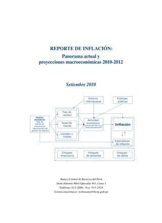 Panorama actual y
proyecciones macroeconómicas 2010-2012



            Setiembre 2010
 