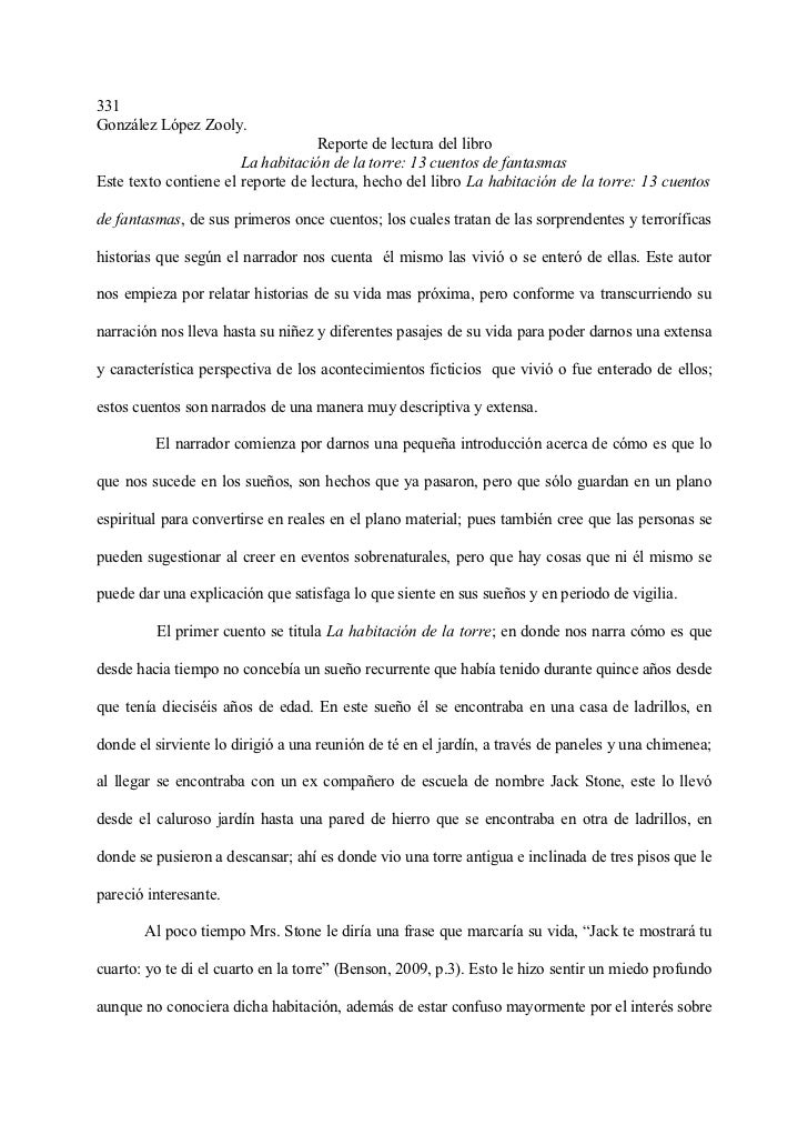 Reporte de lectura cuentos de terror