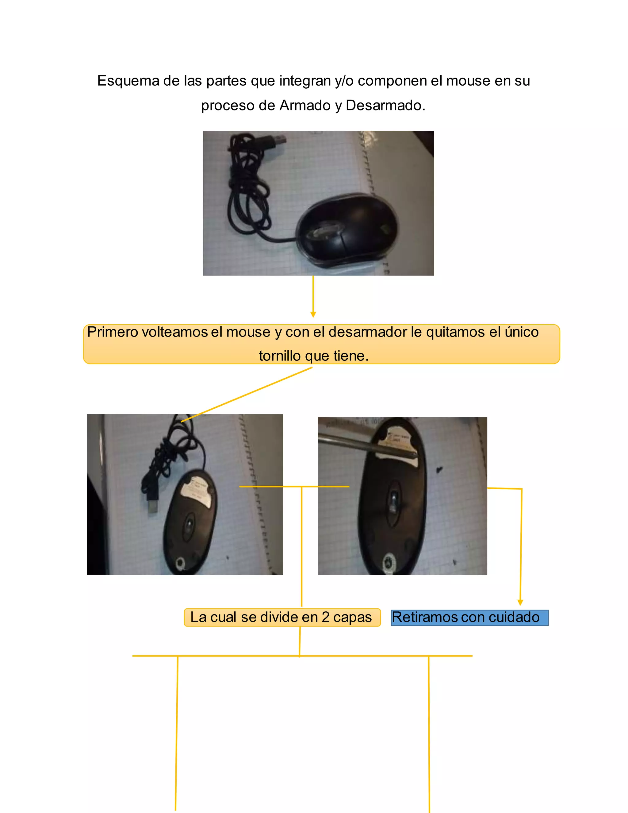 Reporte de los componentes y/o partes que integran el mouse. | DOCX
