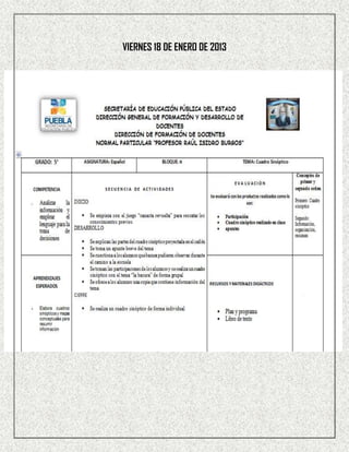 VIERNES 18 DE ENERO DE 2013
 