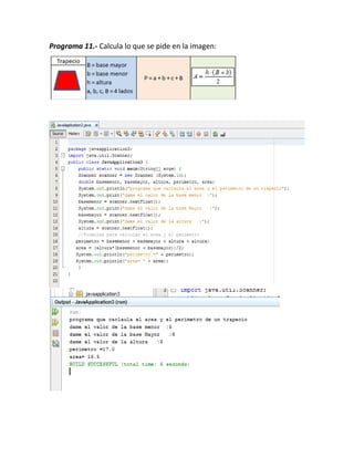 Programa 11.- Calcula lo que se pide en la imagen:
 