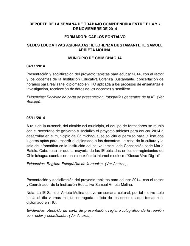 Reporte diario de actividades semana 1
