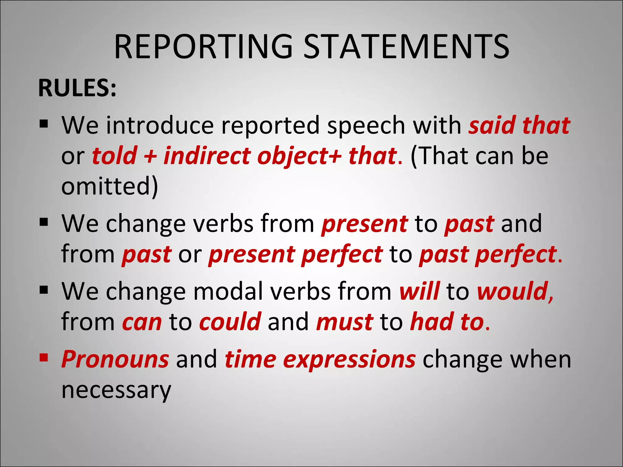 Reported speech | PPT