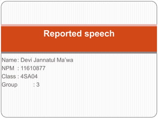 Reported speech | PPTX