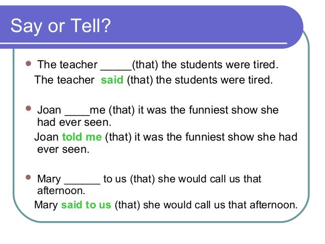 Reported Speech Reported Speech