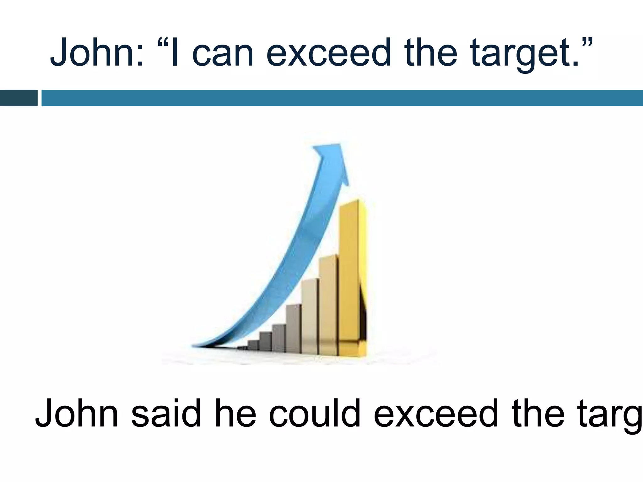 John: “I can exceed the target.”
John said he could exceed the targ
 