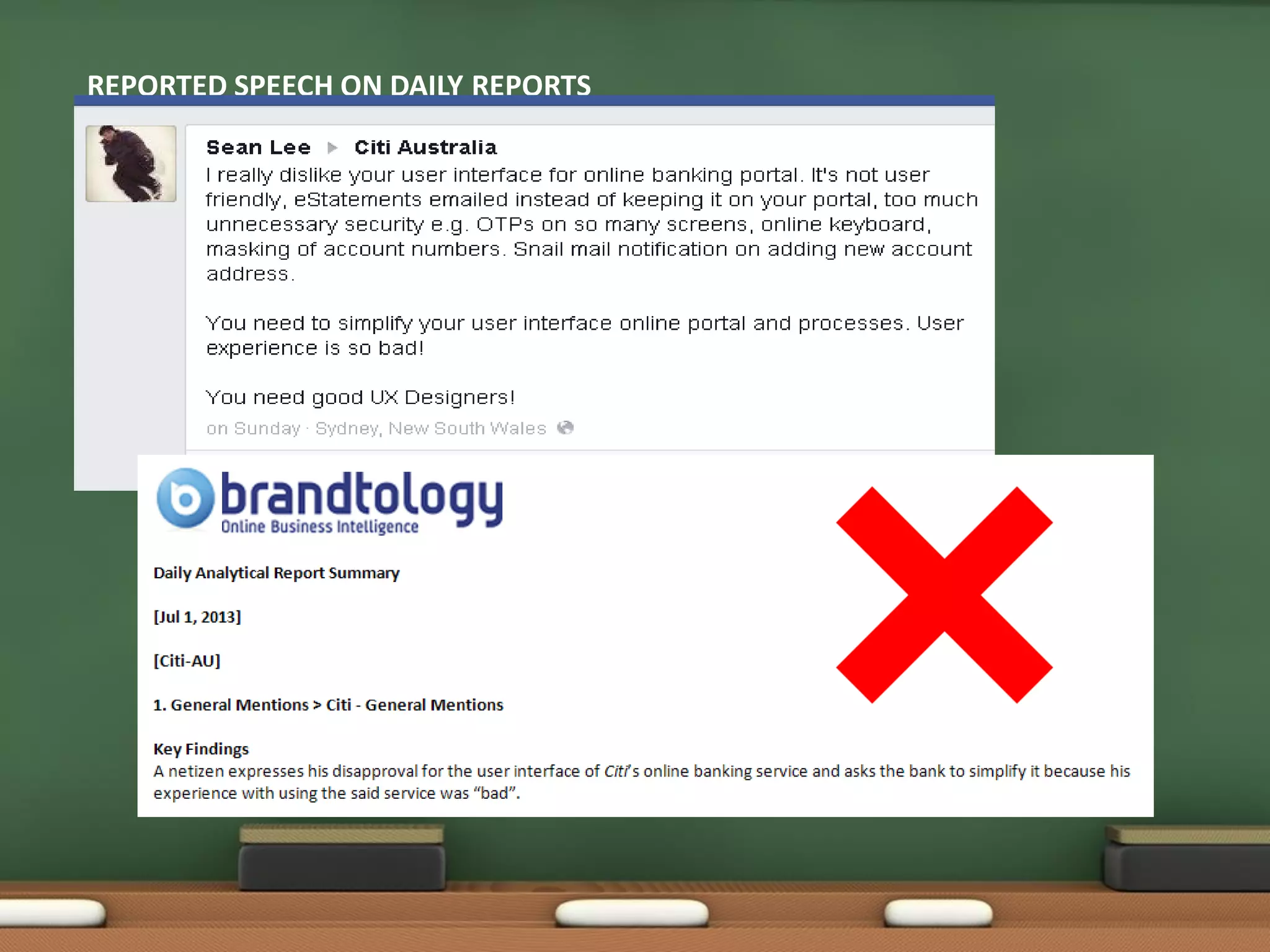 REPORTED SPEECH ON DAILY REPORTS
 