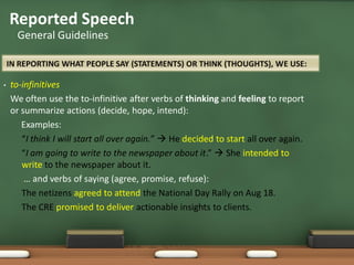 Guidelines in Writing a Reported Speech | PDF