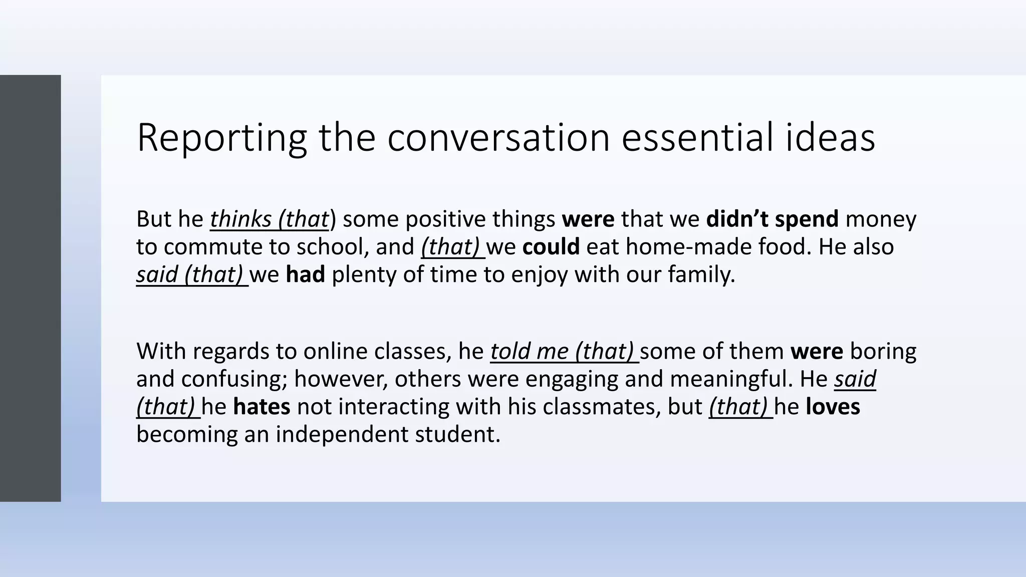 Reported speech present | PPT