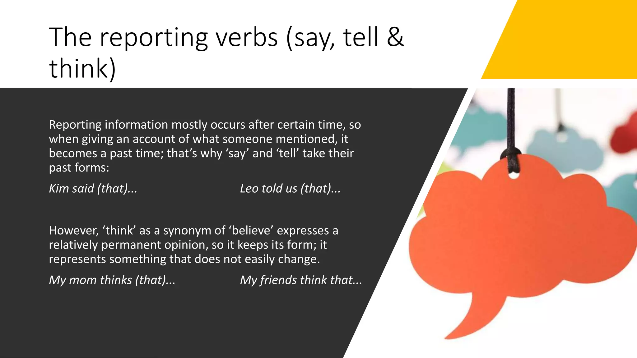 Reported speech present | PPT