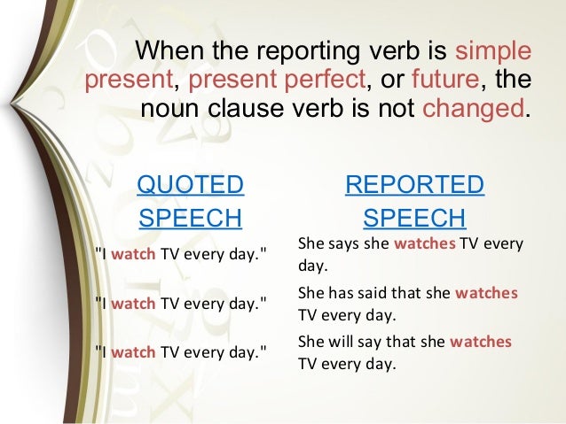 Reporting clause and reported clause picture