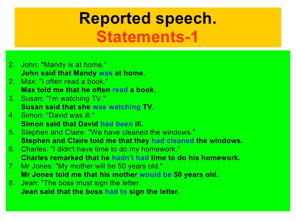 statements reported speech