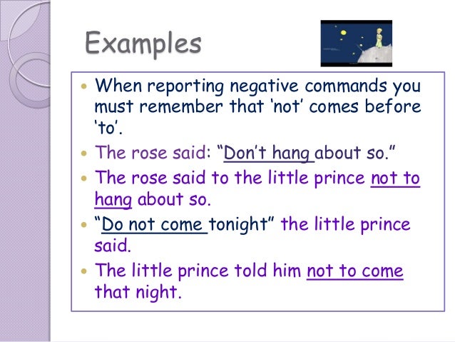 of and command 5 request example commands statements, requests Reported and