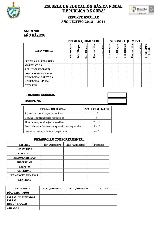 Ejemplos De Reportes Escolares