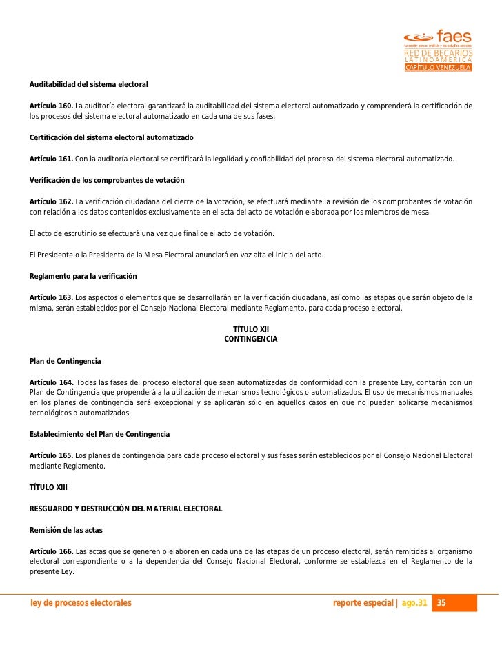 Reporte Especial Venezuela Ley Electoral Anexo 1 Ley 