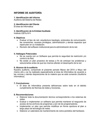 Reporte final de auditoria
