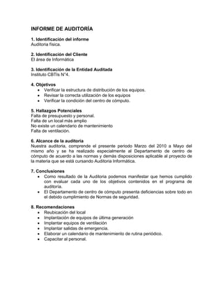 Reporte final de auditoria