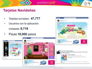 Tarjetas Navideñas

•   Tarjetas enviadas: 47,777
•   Usuarios con la aplicación

    instalada: 9,719

•   Pauta 10,000 pesos
 