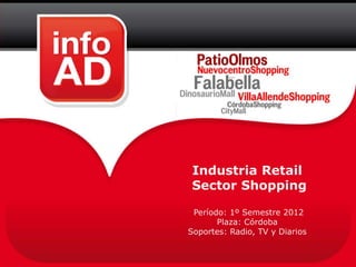Industria Retail
Sector Shopping

 Período: 1º Semestre 2012
       Plaza: Córdoba
Soportes: Radio, TV y Diarios
 