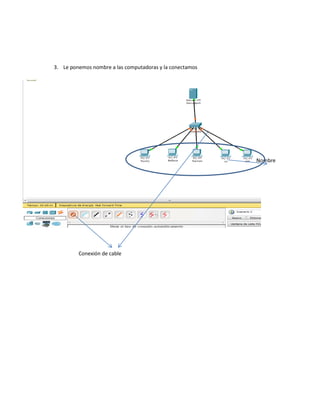 3. Le ponemos nombre a las computadoras y la conectamos
Nombre
Conexión de cable