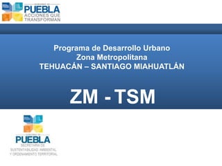 Programa de Desarrollo Urbano
         Zona Metropolitana
TEHUACÁN – SANTIAGO MIAHUATLÁN



      ZM - TSM
 