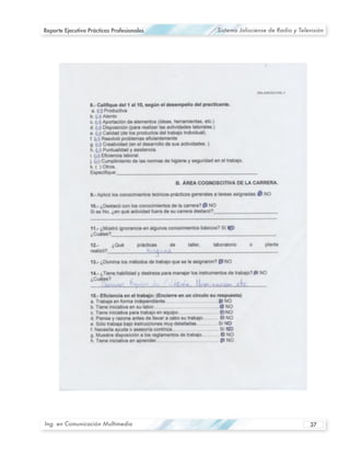 Reporte Ejecutivo Prácticas Profesionales   Sistema Jalisciense de Radio y Televisión




Ing. en Comunicación Multimedia                                                37
 