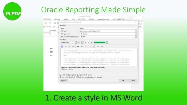 how to use ms word styles in oracle pdf reporting