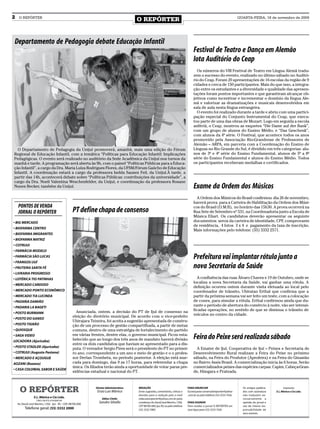 2    O REPÓRTER
                                                                                             O REPÓRTER                                                                             QUARTA-FEIRA, 18 de novembro de 2009




Departamento de Pedagogia debate Educação Infantil
                                                                                                                                              Festival de Teatro e Dança em Alemão
                                                                                                                                              lota Auditório do Ceap
                                                                                                                                                Os números do VIII Festival de Teatro em Língua Alemã tradu-
                                                                                                                                              zem o sucesso do evento, realizado no último sábado no Auditó-
                                                                                                                                              rio do Ceap. Foram 20 apresentações de 16 escolas da região de 9
                                                                                                                                              cidades e cerca de 150 participantes. Mais do que isso, a integra-
                                                                                                                                              ção entre os estudantes e a diversidade e qualidade das apresen-
                                                                                                                                              tações foram pontos importantes e que garantiram alcançar ob-
                                                                                                                                              jetivos como incentivar e incrementar o domínio da língua Ale-
                                                                                                                                              mã e valorizar as dramatizações e musicais desenvolvidos em
                                                                                                                                              sala de aula nesta língua estrangeira.
                                                                                                                                                O evento foi realizado durante a tarde e abriu com uma partici-
                                                                                                                                              pação especial do Conjunto Instrumental do Ceap, que execu-
                                                                                                                                              tou parte de uma das obras de Mozart. Logo em seguida a escola
                                                                                                                                              anfitriã, o Ceap, mostrou as esquetes “Die Dame auf der Bank”,
                                                                                                                                              com um grupo de alunos do Ensino Médio, e “Das Geschenk”,
                                                                                                                                              com alunos da 4ª série. O Festival, que acontece todos os anos
                                                                                                                                              promovido pela Associação Rio-Grandense de Professores de
                                                                                                                                              Alemão – ARPA, em parceria com a Coordenação do Ensino de
  O Departamento de Pedagogia da Unijuí promoverá, amanhã, mais uma edição do Fórum                                                           Línguas no Rio Grande do Sul, é dividido em três categorias: alu-
Regional de Educação Infantil, com a temática “Políticas para Educação Infantil: Implicações                                                  nos de 3ª e 4ª série do Ensino Fundamental, alunos de 5ª a 8ª
Pedagógicas. O evento será realizado no auditório da Sede Acadêmica da Unijuí nos turnos da                                                   série do Ensino Fundamental e alunos do Ensino Médio. Todos
manhã e tarde. A programação será aberta às 9h, com o painel “Políticas Públicas para a Educa-                                                os participantes receberam medalhas e certificados.
ção Infantil”, a cargo da Dra. Maria Luíza Rodrigues Flores, da UFSM/Fórum Gaúcho de Educação
Infantil. A coordenação estará a cargo da professora Iselda Sausen Feil, da Unijuí.À tarde, a
partir das 14h, acontecerá debate sobre “Políticas Públicas: contribuições da universidade”, a
cargo da Dra. Noeli Valentina Weschenfelder, da Unijuí, e coordenação da professora Rosane
Nunes Becker, também da Unijuí.                                                                                                               Exame da Ordem dos Músicos
                                                                                                                                                A Ordem dos Músicos do Brasil confirmou dia 26 de novembro,
                                                                                                                                              haverá prova para a Carteira de Habilitação da Ordem dos Músi-
    PONTOS DE VENDA                                                                                                                           cos do Brasil (O.M.B), no horário das 15h30. A prova ocorrerá na
    JORNAL O REPÓRTER                                 PT define chapa de consenso                                                             Rua Sete de Setembro nº 531, na Coordenadoria junto a Escola de
                                                                                                                                              Música Eliart. Os candidatos deverão apresentar os seguinte
• BIG MERCADO                                                                                                                                 documentos: xerox da carteira de identidade, CPF, comprovante
                                                                                                                                              de residência, 4 fotos 3 x 4 e pagamento da taxa de inscrição.
• BIOFARMA CENTRO
                                                                                                                                              Mais informações pelo telefone: (55) 3332 2571.
• BIOFARMA IMIGRANTES
• BIOFARMA MATRIZ
• COTRIJUI
• FARMÁCIA MODELO
• FARMÁCIA SÃO LUCAS                                                                                                                          Prefeitura vai implantar rótula junto a
• FRANGOS IJUÍ
• FRUTEIRA SANTA FÉ                                                                                                                           nova Secretaria da Saúde
• LIVRARIA PROGRESSO
• LOTÉRICA TIO PATINHAS                                                                                                                          A confluência das ruas Álvaro Chaves e 19 de Outubro, onde se
                                                                                                                                              localiza a nova Secretaria da Saúde, vai ganhar uma rótula. A
• MERCADO CARDOSO
                                                                                                                                              definição ocorreu ontem durante visita efetuada ao local pelo
• MERCADO PONTO ECONÔMICO                                                                                                                     coordenador de trânsito, Ubiratan Erthal que confirma que a
• MERCADO TIA LUCINDA                                                                                                                         partir da próxima semana vai ser feito um teste, com a colocação
• PADARIA DAMIÃO                                                                                                                              de cones, para simular a rótula. Erthal confirmou ainda que du-
• PADARIA LA BAGETI
                                                                                                                                              rante o período de abertura do comércio à noite, vão ser intensi-
                                                        Anunciada, ontem, a decisão do PT de Ijuí de consenso na                              ficadas operações, no sentido de que se diminua o trânsito de
• POSTO BURMANN                                                                                                                               veículos no centro da cidade.
                                                      eleição do diretório municipal. De acordo com o vice-prefeito
• POSTO DO GANSO
                                                      Ubirajara Teixeira, foi aceita a sugestão apresentada de constru-
• POSTO TIGRÃO                                        ção de um processo de gestão compartilhada, a partir de metas
• QUIOSQUE                                            comuns, dentro de uma estratégia de fortalecimento do partido
                                                      em várias frentes, dentre elas, o governo municipal. Ficou esta-
• SAGA VIDEO
LOCADORA (Ajuricaba)                                  belecido que ao longo dos três anos de mandato haverá divisão                           Feira do Peixe será realizada sábado
                                                      entre os dois candidatos que haviam se apresentado para a dis-
• POSTO STADLER (Ajuricaba)
                                                      puta. O vereador Sergio Pires será o presidente do PT no primei-                          A Emater de Ijuí, Cooperativa de Ijuí – Peixes e Secretaria de
• COTRIJUI (Augusto Pestana)                          ro ano, correspondente a um ano e meio de gestão e o o profes-                          Desenvolvimento Rural realizam a Feira do Peixe no próximo
• MERCADO E AÇOUGUE                                   sor Derlan Trombeta, no período posterior. A eleição está mar-                          sábado, na Feira do Produtor (Aprofeira) e na Feira do Ginasião
AOZANI (Bozano)                                       cada para domingo, das 9 as 17 horas, para referendar a chapa                           no Bairro Assis Brasil. A comercialização inicia às 6 horas. Serão
                                                      única. Os filiados terão ainda a oportunidade de votar paras pre-                       comercializados peixes das espécies carpas: Capim, Cabeça-Gran-
• CASA COLONIAL SABOR E SAÚDE
                                                      sidências estadual e nacional do PT.                                                    de, Húngara e Prateada.



      O REPÓRTER                                                   Diretor Administrativo:
                                                                    Enzo Luis Mânica
                                                                                             REDAÇÃO
                                                                                             Envie sugestões, comentários, críticas e
                                                                                             dúvidas para a redação pelo e-mail
                                                                                                                                         PARA ANUNCIAR
                                                                                                                                         Escreva para comercialoreporter@yahoo
                                                                                                                                         .com.br ou pelo telefone (55) 3333 7426.
                                                                                                                                                                                      Os artigos publica-
                                                                                                                                                                                      dos com assinatura
                                                                                                                                                                                      não traduzem ne-
                                                                                                                                                                                                                  Impressão:
                                                                                                                                                                                                            E.L. Mânica e Cia Ltda.

                  E.L. Mânica e Cia Ltda.                               Editor Chefe:        redacaooreporter@yahoo.com.br; para                                                      cessariamente a
                     CNPJ: 09.475.474/000164
    Av. David José Martins, 1356 - Ijuí - RS - CEP.: 98700-000
                                                                     Sandro Silvello         o endereço Av. David José Martins, 1356,    PARA ASSINAR                                 opinião do jornal e
                                                                                             CEP 98700-000, Ijuí, RS; ou pelo telefone   Para receber o jornal O REPÓRTER em          são de inteira res-
          Telefone geral: (55) 3332 2000                                                     (55) 3332 5985.                             casa ligue para (55) 3333 7426               ponsabilidade de
                                                                                                                                                                                      seus autores.
 