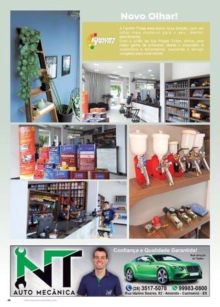 48 www.reportercapixaba.com
AUTO MECÂNICA
'9 (28) 3517-5078
Rua ldalino Soares, 02 -Amarelo - Cachoeiro - ES
 