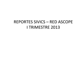 REPORTES SIVICS – RED ASCOPE
I TRIMESTRE 2013
 