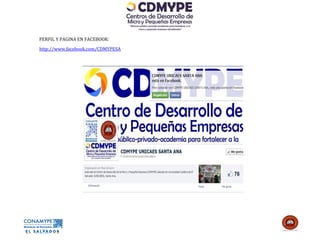 PERFIL Y PAGINA EN FACEBOOK:

http://www.facebook.com/CDMYPESA
 