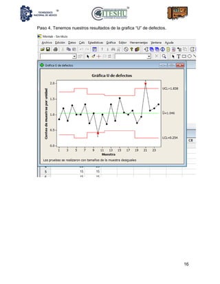 16
Paso 4. Tenemos nuestros resultados de la grafica “U” de defectos.
 