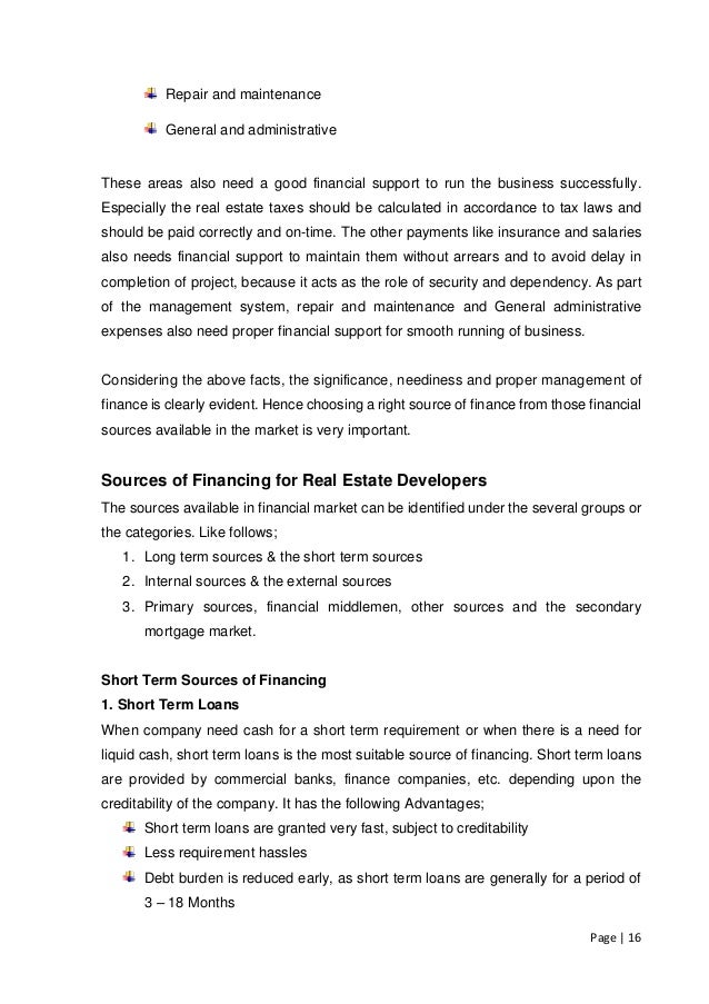 Real estate finance essay