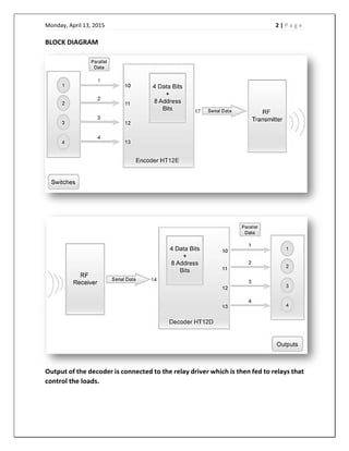 Home appliances control using RF communication | PDF