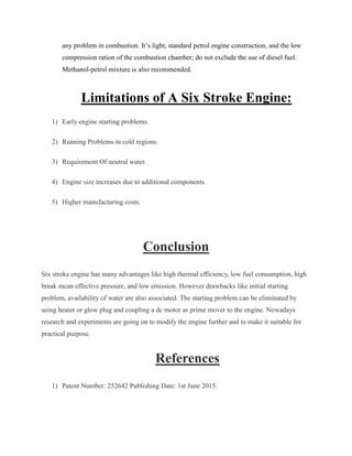 A Seminar Report On Six Stroke Engine | PDF