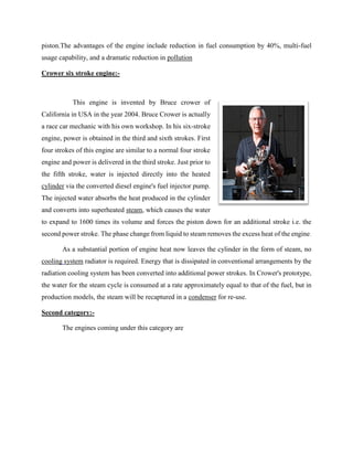A Seminar Report On Six Stroke Engine | PDF