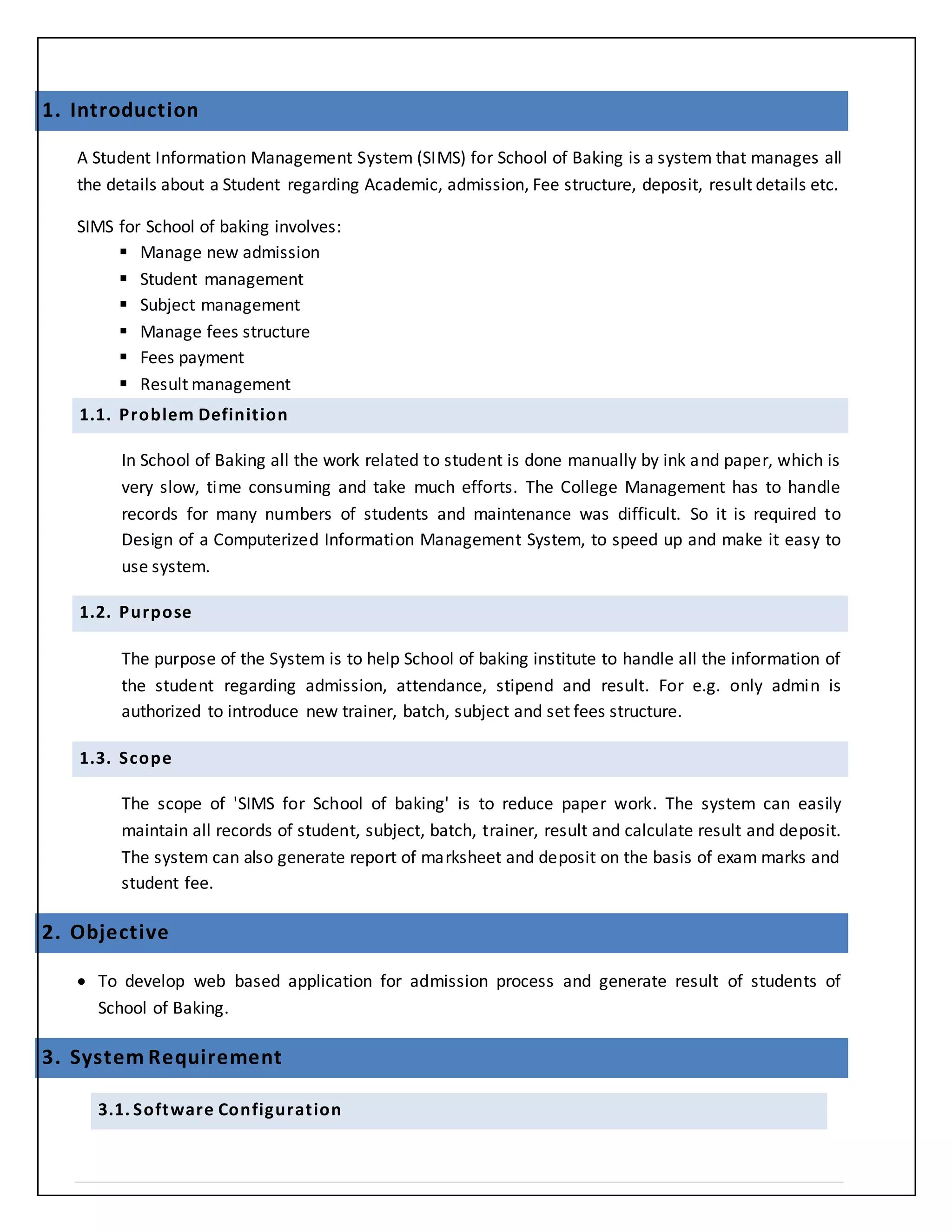 Sims Management System Sims(Student Information management System) | DOCX