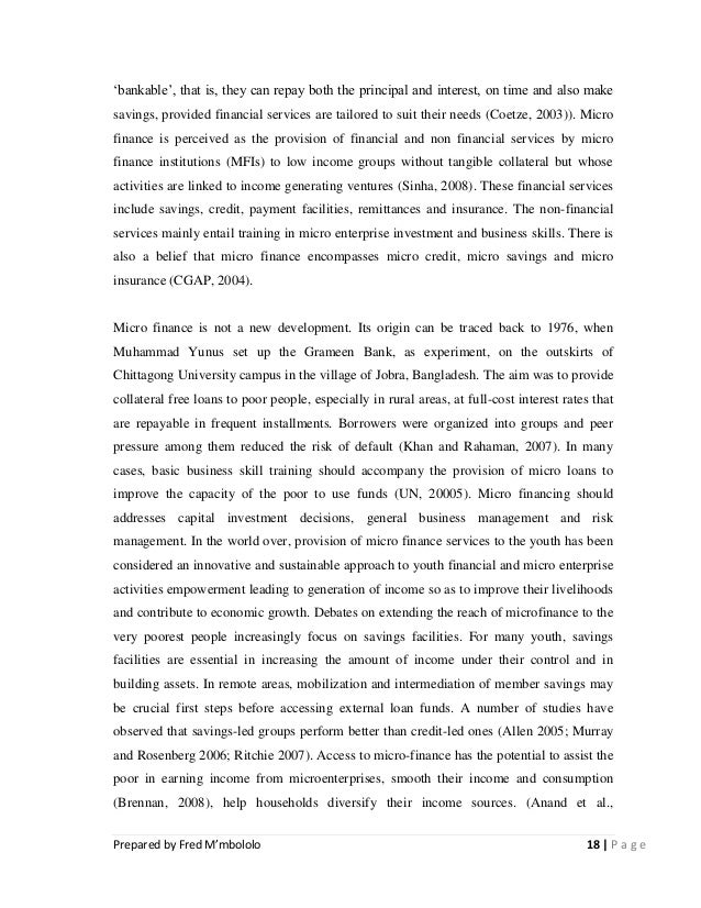 Dissertation report on microfinance