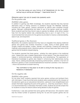 Knowledge Channel Mathdali MathDali Evaluation: A Report Prepared for the Knowledge Channel ...