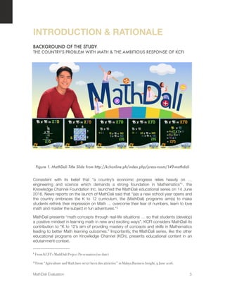 Mathdali Example MathDali Evaluation: A Report Prepared for the Knowledge Channel ...