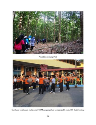 58
Pendakian Gunung Panti
Sambutan kedatangan mahasiswa/i UKM dengan paluan kompang oleh murid SK Bukit Lintang
 