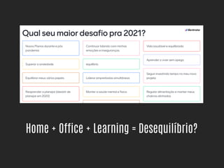 Home + Office + Learning = Desequilíbrio?
 