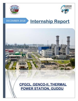 CPGCL GENCO-II, THERMAL
POWER STATION, GUDDU
DECEMBER-2018 Internship Report
 