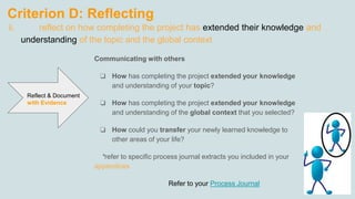 Personal Project Report guidance | PPTX